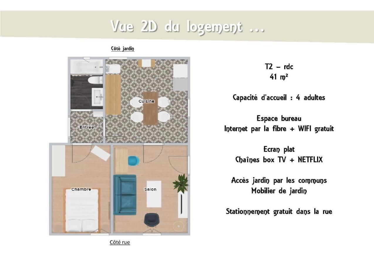 Le 62 - Spacieux T2 Avec Jardin, Parking & Tramway Grenoble Eksteriør bilde