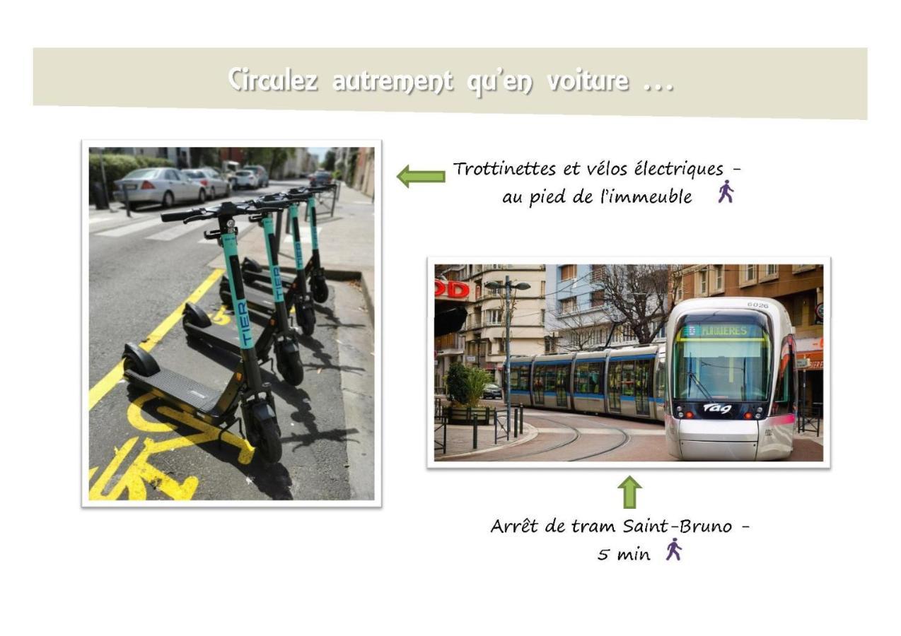 Le 62 - Spacieux T2 Avec Jardin, Parking & Tramway Grenoble Eksteriør bilde